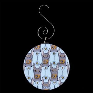 Black Doberman Pinscher Dog Daisy Flower Ornament Handmade Holiday Decor